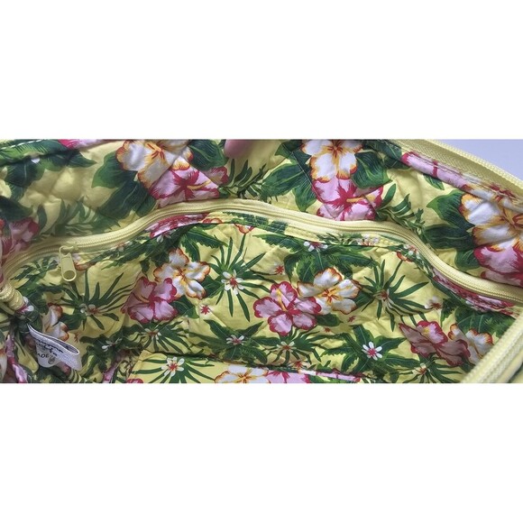 Americana By Sharif Tote Bag Quilted Yellow Pink Green Floral Shoulder Bag - Picture 12 of 16